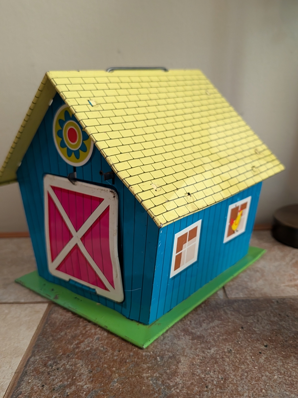 vintage Ohio Art tin litho toy barn 50s 60s Metal Collectible Play Doll House
